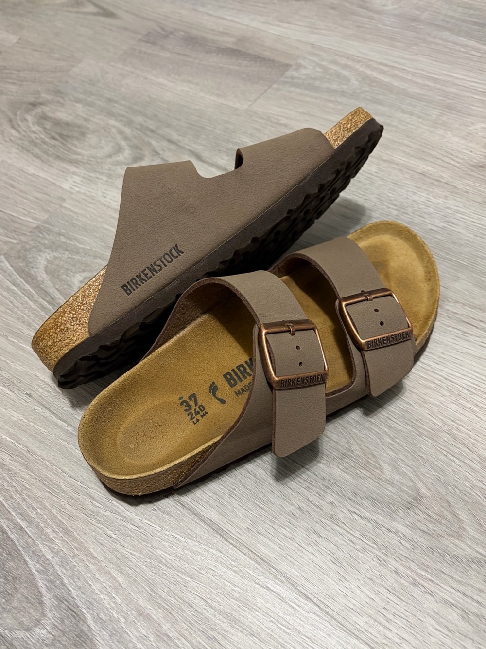 Birkenstock Arizona Birko-Flor Slide Sandal Mocha Brown EU 37 / 6-6.5 US NWOT